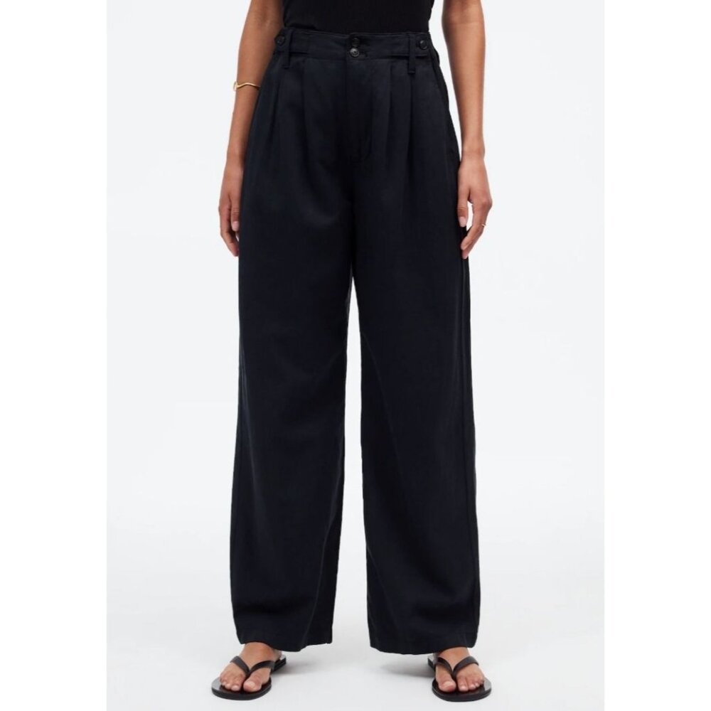 Madewell The Petite Harlow Wide-Leg Pants Women's Size 14 Petite True Black NWT!